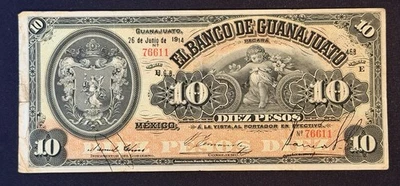 El Banco De Guanajuato 10 Pesos 1914 - Image 1 of 2