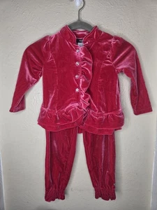 Guess Kinder Samt Fucsia Hose und Jacke Set Kleinkind Größe 2 Rüschen Baby - Bild 1 von 8