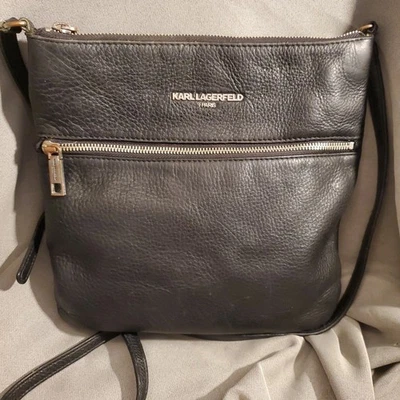 Karl Lagerfeld Paris: Cartera Bandolera Mujer Ramo Cuero Negro, Talla Mediana Foto 1 de 4