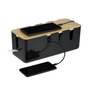Opbergbox stekkerdoos Kabelopberger Hout Opbergbox kabels Stekkerdoos organizer - Afbeelding 1 van 2