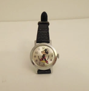 Vintage Disney Bradley 23er Mickey Mouse Uhr Swiss Made zum Aufziehen funktioniert - Bild 1 von 6