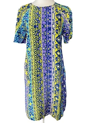 Vestido Alice & Trixie Mujer Pequeño Seda Estampado Geométrico Manga Corta NYC Boho Foto 1 de 4