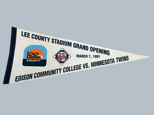 Minnesota Twins 1991 Vintage Lee County Stadium Gran Inauguración Banderín Serie - Imagen 1 de 13