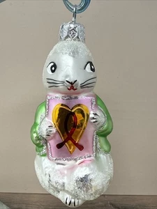 Christopher Radko Un Cuore di Coniglio Timido Coniglietto Vetro Ornamento Pasqua Vintage 1993 4”T - Foto 1 di 2
