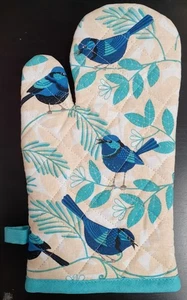 Blue Wren Single Oven Glove | 100% Cotton | Australian Design - Picture 1 of 1
