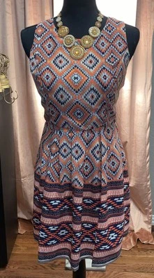 Vestido Trixxi Rosa Blanco Azul Western Acampanado Fiesta Cóctel Baile Talla 5 Espalda Abierta Foto 1 de 4