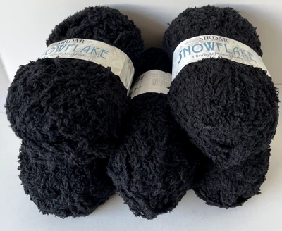 Sirdar Yarn Snowflake Chunky Polyester LOT Ultra Light  50g 1.75oz BLACK England - Image 1 of 4