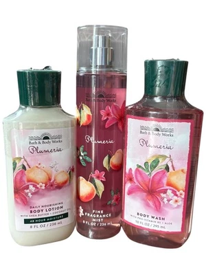 Bath & Body Works PLUMERIA Fragrance Mist, Body Lotion & Body Wash SET OF 3 - Image 1 of 2