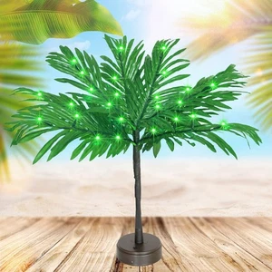 23 In Lighted Palm Tree Table Decor, Tropical Artificial Green  - Picture 1 of 6