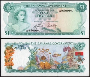 BAHAMAS 1 Dollar PREFIX A 1968 P-18a QEII Queen Elizabeth II UNC - Picture 1 of 1