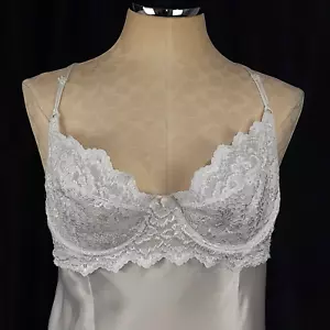 Intimate Attitudes Nightgown Womens 1X White Babydoll Underwire Satin Slit USA - Picture 1 of 10