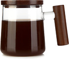 COMI Glass Coffee Mugs, Clear Coffee Mugs with Walnut Lid&Handle，Wide Mouth Extr