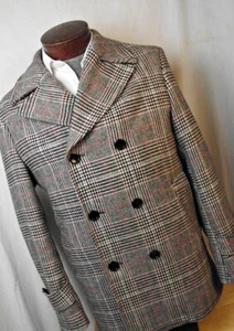 Alberto Nardoni Mens 100% Wool Tweed Pea Coat Coat EUC Large - Picture 1 of 10