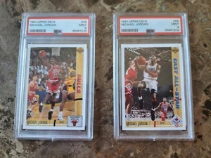 MICHAEL JORDAN~1991 UPPER DECK Regular And ALL STARS Cards PSA 9 Mint  - Picture 1 of 2