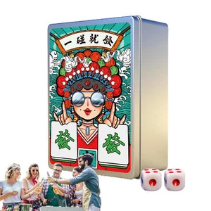 Mah Jong Playing Card Set With Tin And Dice - Fun Matching Game 146PCS - Picture 1 of 10