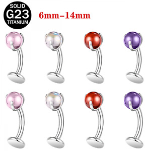 14G Titanium Belly Button Ring Curved Piercing for Ear Lip Eyebrow Navel Jewelry