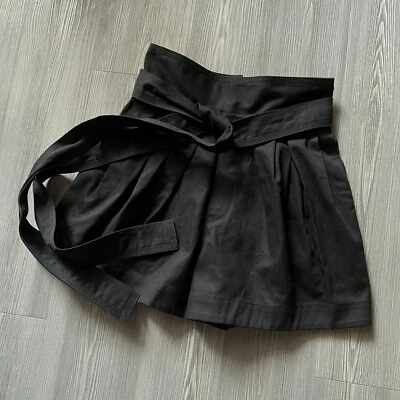 Pantalones Cortos Marc Jacobs Mujer Talla 0 Pasarela Bolsa de Papel Atar Denim Lona Negro Foto 1 de 4