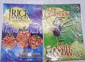 NIP Nitefall Halloween temp tattoos pick 50 Trick or Treat / 40 Nite Glow sealed - Picture 1 of 8