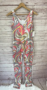 Woman’s V Neck Jumpsuit geometric Printed Sleeveless Tight Groovy Sz M Halloween - Picture 1 of 10