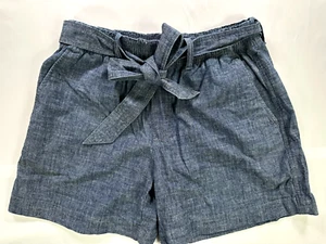 Women's Polo Ralph Lauren Lightweight Blue Denim Linen Tie Belt Shorts- Size SP - Picture 1 of 6