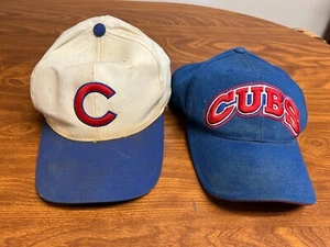 MENS VINTAGE 90S LOT OF 2 AMERICAN NEEDLE BLOCKHEAD CHICAGO CUBS SNAPBACK HATS - Picture 1 of 14