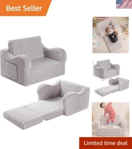 Kids Chairs for Toddler, 2-in-1 Toddler Soft Sherpa Couch Fold Out, Convertib... - Picture 1 of 9