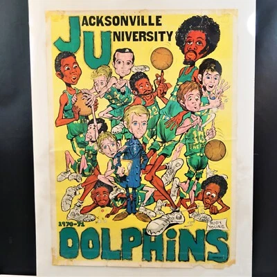 Jacksonville University Dolphins Rare Poster 1970 -71 Vintage With Players Names - Image 1 of 4