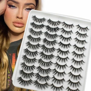 Suministros de belleza 20 pares de pestañas postizas 3D imitación visón pelo pestañas postizas. - Imagen 1 de 22
