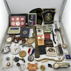 Estate Sale Junk Drawer Lot Coins, Matchbooks, Pins, Watches, Patches, Medals, +