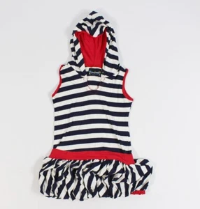 New Girls Navy White Horizontal Stripes Red Hooded Bubble Dress Made in USA 5 - Picture 1 of 12