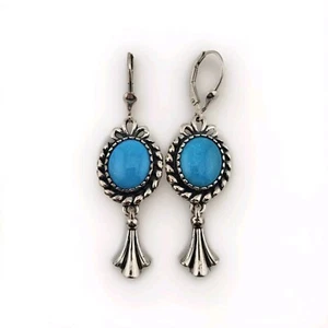 American West Carolyn Pollack Sterling blau Türkis Seil Rahmen Ohrhänger - Bild 1 von 4