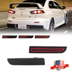 Smoke Bumper Reflector Brake LED Tail Signal For Mitsubishi Lancer Evo Outlander - Picture 1 of 12