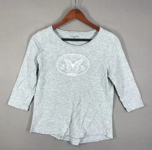 Talbots T-Shirt Damen Medium Petite grau Schmetterling Garten Tee 3/4 Arm Paris - Bild 1 von 12