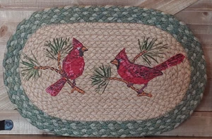 CARDINAL PLACEMAT 10" x 15" handmade from 100% Natural Braided Jute Placemat - Picture 1 of 2