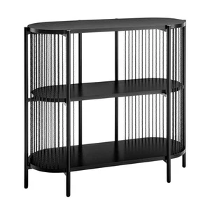 Design Square Connell Modern 3-Tier Low Bookcase Display Shelves Organiser Black - Picture 1 of 8