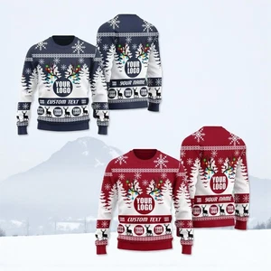 Personalized Logo & Name Xmas Ugly Sweater, Custom Name Sweater Unisex S-5XL - Picture 1 of 4
