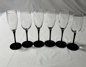 Luminarc schwarzer Stiel 6 Unzen Champagnerflöte Weingläser 8 5/8". 6er Set. - Bild 1 von 7