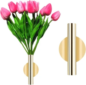 Gold Wanddeko, Pflanze Wandvase Metallrohr Deko Halter (1 Stück rund gold) - Bild 1 von 8