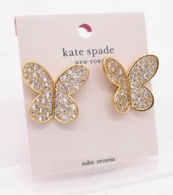 Pendientes Mariposa KATE SPADE Nueva York Cristal Oro Transparente EN UN ALETEO Nuevos Foto 1 de 4