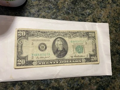 1950 B $20 Federal Reserve Note,!Off Center Seal And Serial Number B6530517B￼ - Image 1 of 4