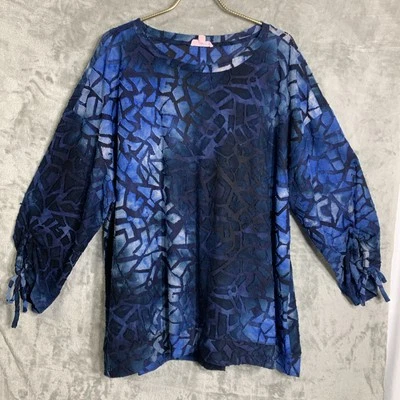Top Mujer Westbound Talla 2X Azul Geométrico Burnout Acanalado Capricho Hada Grunge Foto 1 de 4