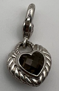 Colgante o dije de cuarzo ahumado corazón circonita cúbica transparente de plata de ley Judith Ripka - Imagen 1 de 3
