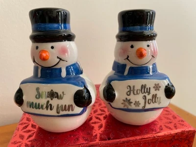 Salero y pimentero Navidad muñecos de nieve en muy buena condición Foto 1 de 4
