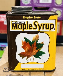 Vintage Empire State Maple Syrup One Quart Tin - 44 oz. Net Weight - Picture 1 of 10