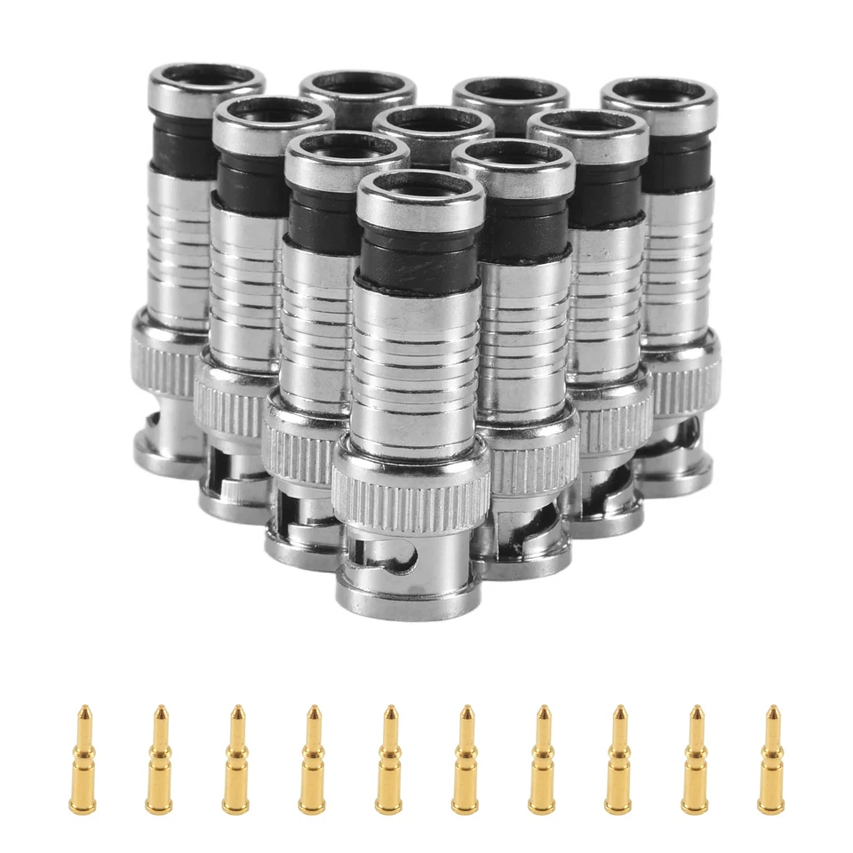 10 pezzi BNC compressione connettore per  coassiale RG59  telecamer1728 - Immagine 1 di 1