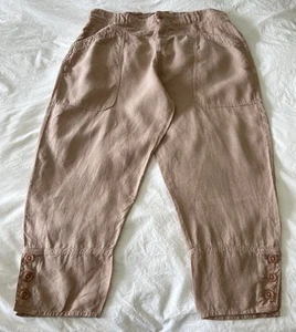 WRAP London | Women's SZ 16 | Dusty Rose Linen Wide Leg Cropped Pants Lagenlook - Picture 1 of 12