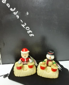 Animated Chain Fong Snowman/Santa Playing Drums to Christmas Carols WORKS - Picture 1 of 9