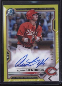 2021 Bowman Chrome Prospect Auto Giallo Rifrattori #CPAAH Austin Hendrick 61/75 - Foto 1 di 2