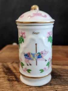 Tarro de especias Lenox vintage, colección carrusel 1993, salvia - Imagen 1 de 8