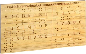 Braille Alphabet Brett 8,7 x 6,3 cm Holz Braille Griffbrett geschnitzte Punkte Braille - Bild 1 von 6